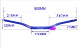 Руль алюминиевый PROTAPER синий 22мм, с зажимами под 28мм (1-1/8 дюйма). L=800мм.