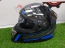 Мотошлем интеграл (BLD999) с выдвижными очками черно-синий (качество ABC SHELL)